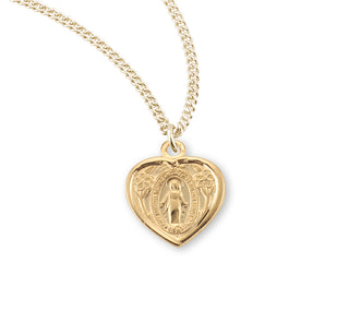 Gold Over Sterling Silver Heart Shaped Miraculous Medal 1