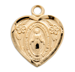 Gold over Sterling Silver Heart Shaped Miraculous Medal