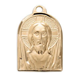 Gold Over Sterling Silver Medal of Christ w/18-inch Chain