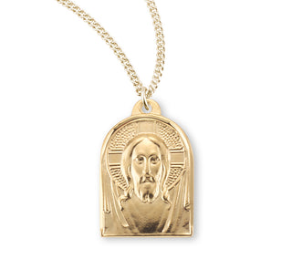 Gold Over Sterling Silver Medal Of Christ W 18 Inch Chain