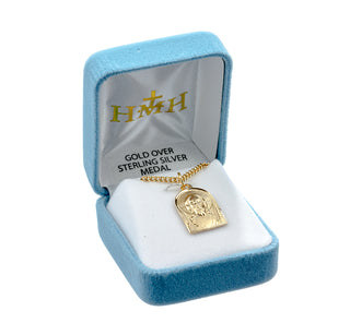 Gold Over Sterling Silver Medal of Christ w/18-inch Chain