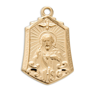 1-inch Gold Over Sterling Silver Scapular Medal with 24-inch Chain