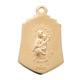 1-inch Gold Over Sterling Silver Scapular Medal with 24-inch Chain