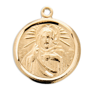 5/8-inch Gold Over Sterling Silver Scapular Medal with 18-inch Chain