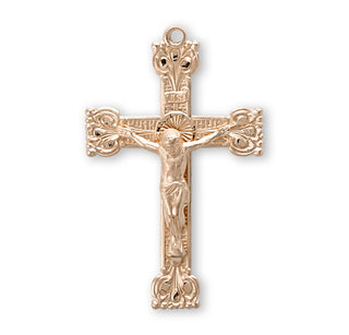 1 & 7/16-inch 14K-Over-Sterling Silver Crucifix with 24-inch Chain