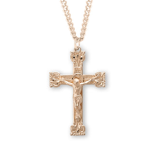 1 7 16 Inch Gold Over Sterling Silver Crucifix With 24 Inch Chain