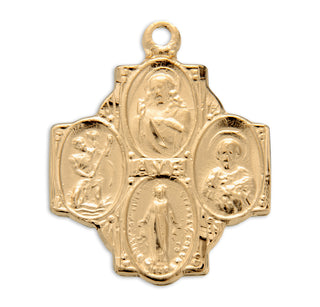 Gold Over Sterling Silver 4 Way Medal