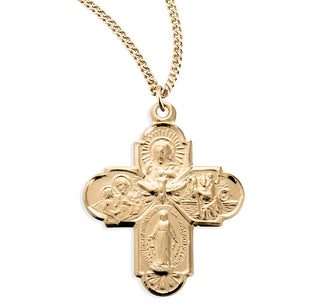 Gold Over Sterling Silver 4 Way Medal 6