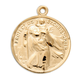 Gold over Sterling Silver Round St. Christopher/St. Raphael Medal