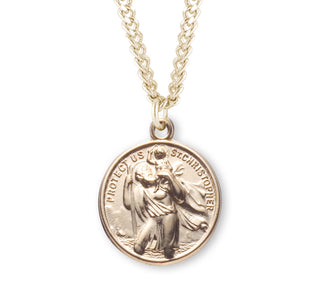 Gold Over Sterling Silver Round St Christopher St Raphael Medal