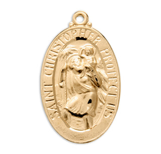 Gold over Sterling Silver Oval St. Christopher Medal
