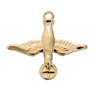 1/2-inch Gold Over Sterling Silver Holy Spirit Medal with 18-inch Chain