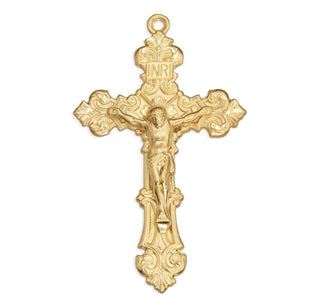 1 3/4-inch Gold Over Sterling Silver Crucifix with 24-inch Chain