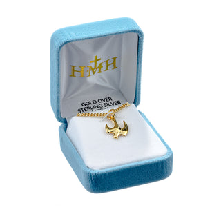 11/16-inch Gold Over Sterling Silver Holy Spirit Medal with 18-inch Chain