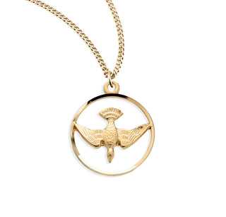7 8 Inch Gold Over Sterling Silver Holy Spirit Medal With 18 Inch Chain