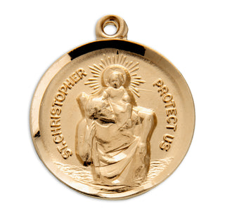Gold over Sterling Silver Round St. Christopher Medal