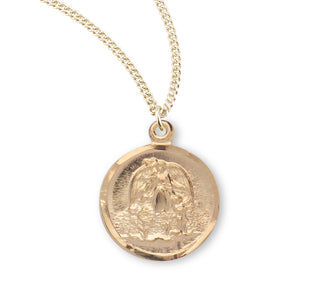 5 8 Inch Gold Over Sterling Silver Guardian Angel Medal With 18 Inch Chain
