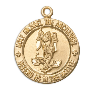 Gold Over Sterling Silver Round St. Michael Medal