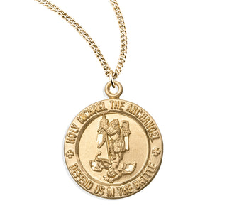 Gold Over Sterling Silver Round St Michael Medal
