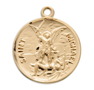 Gold over Sterling Silver Round Shaped St. Michael Medal
