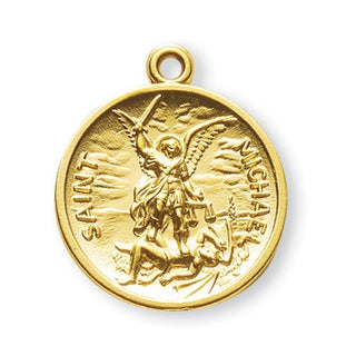 Gold over Sterling Silver Round Shaped St. Michael Medal