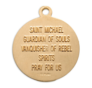 Gold over Sterling Silver Round Shaped St. Michael Medal