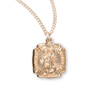 9 16 Inch Gold Over Sterling Silver St Florian Medal With 18 Inch Chain