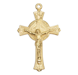 1 13/16-inch Gold Over Sterling Silver Crucifix with 24-inch Chain