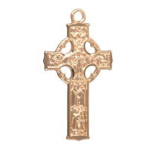 1 1/8-inch Gold Over Sterling Silver Celtic Cross with 18-inch Chain