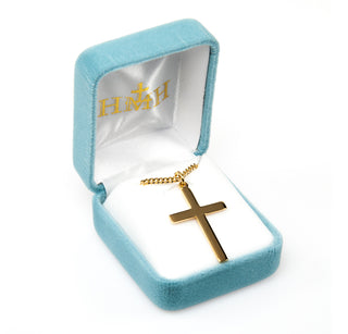 1 5/16-inch Gold Over Sterling Silver Plain Cross with 20-inch Chain