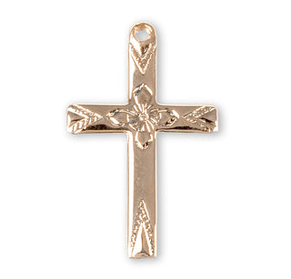 15/16-inch Gold Over Sterling Silver Cross with 18-inch Chain