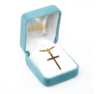 1 1/8-inch Gold Over Sterling Silver Cross with 18-inch Chain