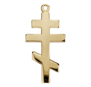 15/16-inch Gold Over Sterling Silver Byzantine Cross with 18-inch Chain