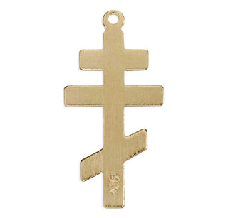 15/16-inch Gold Over Sterling Silver Byzantine Cross with 18-inch Chain