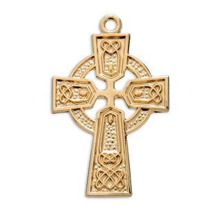 Gold Over Sterling Silver Celtic Cross with 18-inch Chain