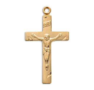 1-inch Gold Over Sterling Silver Crucifix with 18-inch Chain