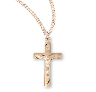 1 Inch Gold Over Sterling Silver Crucifix With 18 Inch Chain