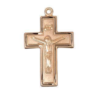 7/8-inch Gold Over Sterling Silver Crucifix with 18-inch Chain