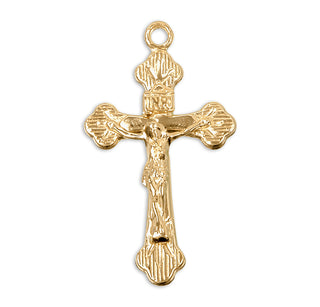 1-inch Gold Over Sterling Silver Crucifix with 18-inch Chain