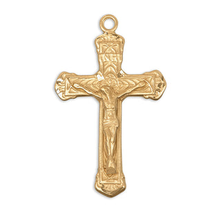 1 1/4-inch Gold Over Sterling Silver Crucifix with 20-inch Chain