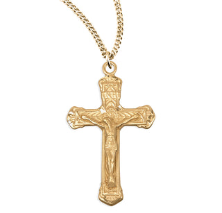 1 1 4 Inch Gold Over Sterling Silver Crucifix With 20 Inch Chain