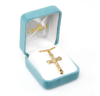 1 1/4-inch Gold Over Sterling Silver Crucifix with 20-inch Chain