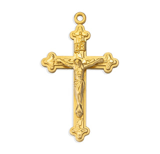 1 3/8-inch Gold Over Sterling Silver Crucifix with 20-inch Chain