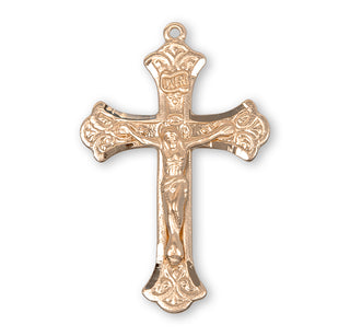 1 3/8-inch Gold Over Sterling Silver Crucifix with 20-inch Chain