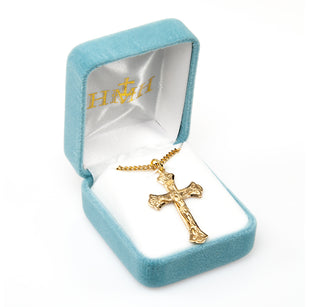 1 3/8-inch Gold Over Sterling Silver Crucifix with 20-inch Chain