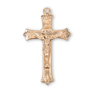 1-inch Gold Over Sterling Silver Crucifix with 18-inch Chain