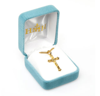 1-inch Gold Over Sterling Silver Crucifix with 18-inch Chain