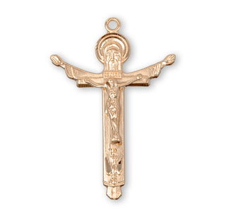 1 1/4-inch Gold Over Sterling Silver Crucifix with 18-inch Chain