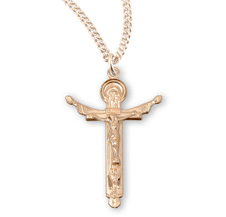 1 1 4 Inch Gold Over Sterling Silver Crucifix With 18 Inch Chain