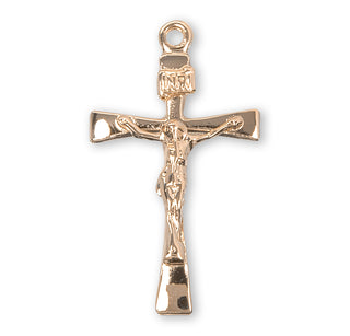 7/8-inch Gold Over Sterling Silver Crucifix with 18-inch Chain